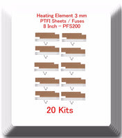 20 Replacement Heating Element 3mm+ 20 PTFI Sheet For Impulse Sealer 8" PFS200