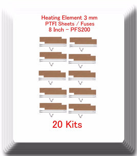 20 Replacement Heating Element 3mm+ 20 PTFI Sheet For Impulse Sealer 8" PFS200