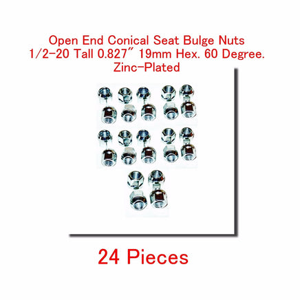 24 Pieces LUG NUTS OPEN END BULGE ACORN 1/2-20 Tall 0.827 13/16 HEX