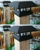 2 Kits Black New Outdoor Garden Solar Panel Post Deck Cap Light