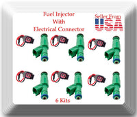 6 Kits Fuel Injector W/ Connectors FJ477 Fits:Town & Country Voyager Caravan