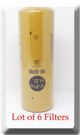6 x 1R0749 Fuel Filter Fits:Cat Eng Western Star Autocar Peterbilt IHC Volvo