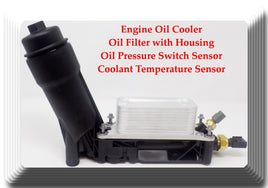 Kit of Engine Oil Cooler+Oil Filter W/Housing+Oil Pressure & Temperature Sensors
