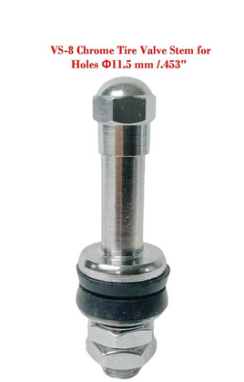 1 Kit VS-8 Chrome Tire Valve Stem for Holes Î¦11.5 mm /.453" Fits: Motorcycle