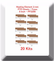 20 Replacement Heating Element 3mm+ 20 PTFI Sheet For Impulse Sealer 8" PFS200
