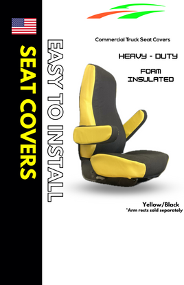 Heavy Duty Foam Insulated Fabric Universal Fit Seat Cover for Petersbuilt, Kenworth & Volvo Truck - Yellow/Black